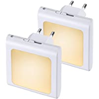 Anpro 2 × Luz Nocturna Infantil Enchufe-Led LED en Blanco Cálido para Pasillos- Dormitorios- Habitaciones Bebé y Niño…